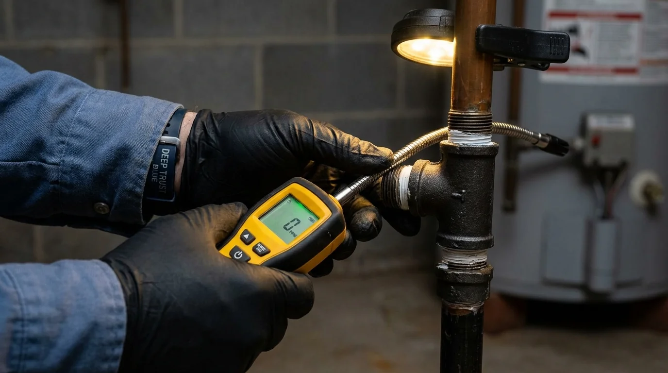 Gas leak detection with electronic sniffer by Johns Plumbing LLC in Sandy
