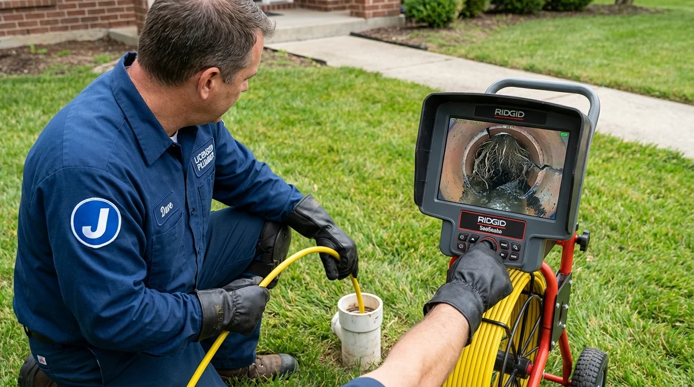 Sewer camera inspection being performed by Johns Plumbing LLC in Sandy